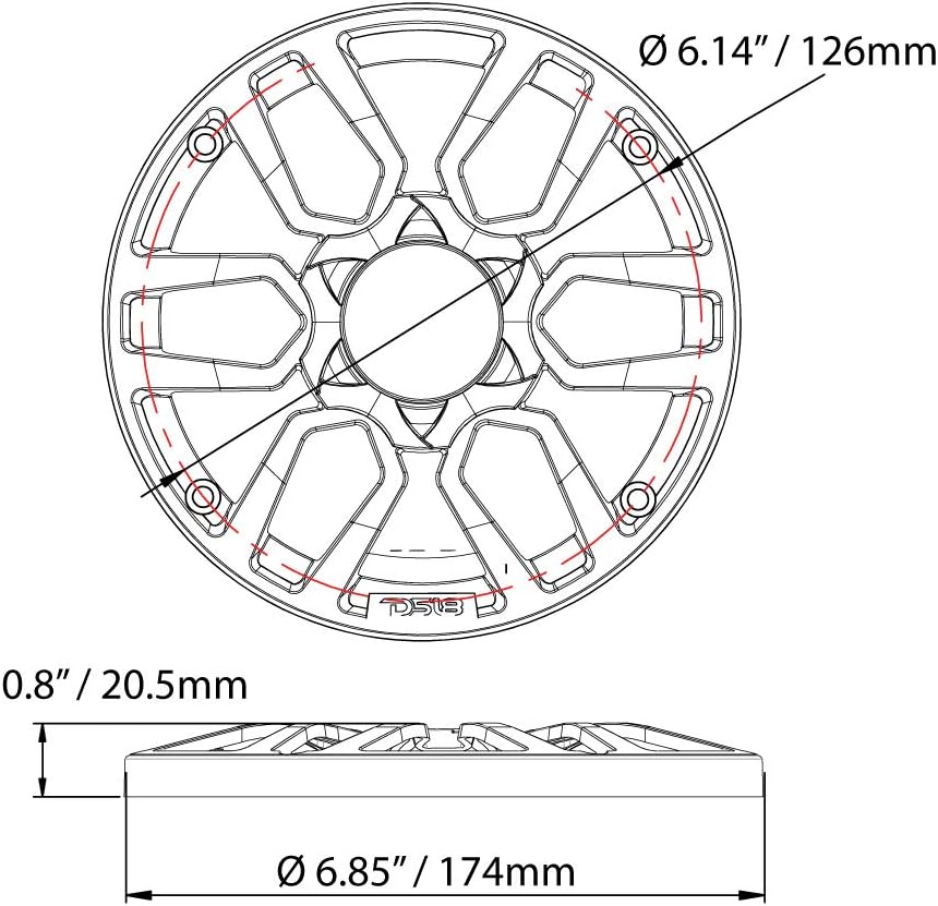 DS18 PRO-GRILL6 Speaker Cover - 6.5-Inch or 8-inch Car Audio Plastic Universal Speaker Grill Covers, Set of 2