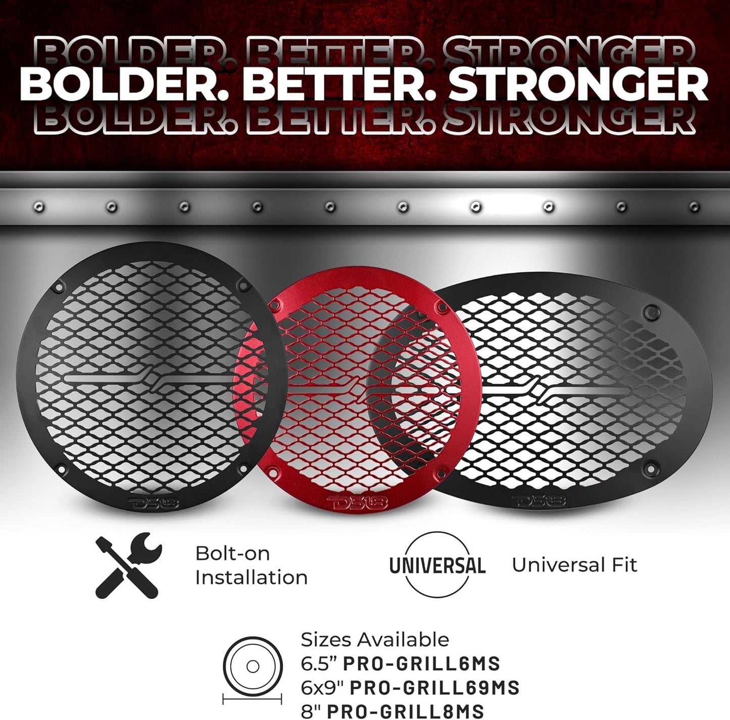 DS18 PRO-GRILL6MS/BK PRO 6.5" or 8" Slim Metal Mesh Speaker Grill
