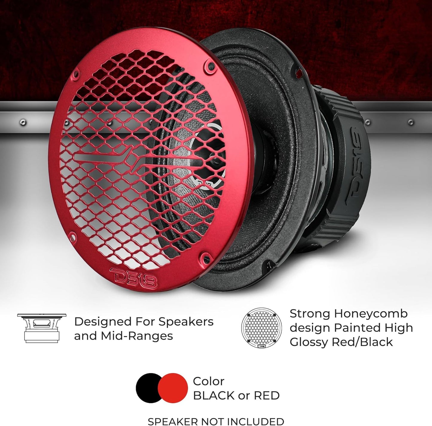 DS18 PRO-GRILL6MS/BK PRO 6.5" or 8" Slim Metal Mesh Speaker Grill